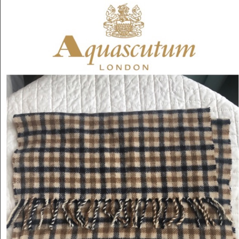 Vintage Aquascutum Club Check Cashmere Scarf